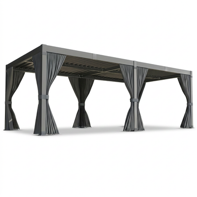 10X12/12X20Ft Louvered Pergola, Waterproof Roof All Weather Rust-Resistant Gazebo for Backyard Patio