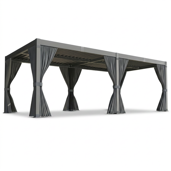 10X12/12X20Ft Louvered Pergola, Waterproof Roof All Weather Rust-Resistant Gazebo for Backyard Patio — Studio Shot